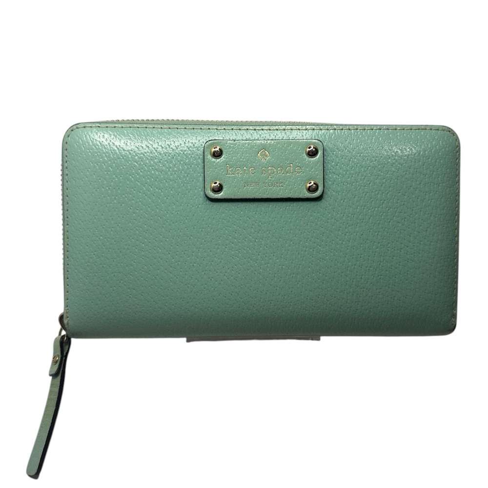 Kate Spade EUC Light Blue Grained Leather Neda Wellesley Zip Around Wallet